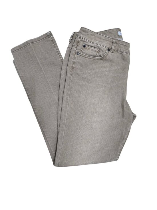 Chico's Denim - Chicos Platinum Denim Taupe Straight-Leg Jeans Women's Size 1.5 Reg